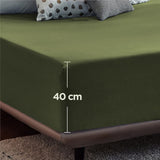 2000TC Hotel Quality Fitted Sheets - 2 Piece Fitted Sheets  -Breathable Bedding - Wrinkle, Fade, Stain Resistant- 16inch/40cm Deep Pocket Fitted Bed Sheets-Wrinkle and Fade Resistant,(Olive green,Queen)