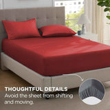 2000TC Hotel Quality Fitted Sheets - 2 Piece Fitted Sheets  -Breathable Bedding - Wrinkle, Fade, Stain Resistant- 16inch/40cm Deep Pocket Fitted Bed Sheets-Wrinkle and Fade Resistant,(Red,Single) In Australia - Darrahopens