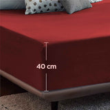 2000TC Hotel Quality Fitted Sheets - 2 Piece Fitted Sheets  -Breathable Bedding - Wrinkle, Fade, Stain Resistant- 16inch/40cm Deep Pocket Fitted Bed Sheets-Wrinkle and Fade Resistant,(Red,Single) In Australia - Darrahopens