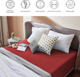 2000TC Hotel Quality Fitted Sheets - 2 Piece Fitted Sheets  -Breathable Bedding - Wrinkle, Fade, Stain Resistant- 16inch/40cm Deep Pocket Fitted Bed Sheets-Wrinkle and Fade Resistant,(Red,Single)
