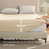 2000TC Hotel Quality Fitted Sheets - 2 Piece Fitted Sheets  -Breathable Bedding - Wrinkle, Fade, Stain Resistant- 16inch/40cm Deep Pocket Fitted Bed Sheets-Wrinkle and Fade Resistant,(Cream White,Single) In Australia - Darrahopens