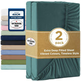 2000TC Hotel Quality Fitted Sheets - 2 Piece Fitted Sheets  -Breathable Bedding - Wrinkle, Fade, Stain Resistant- 16inch/40cm Deep Pocket Fitted Bed Sheets-Wrinkle and Fade Resistant,(Biscay blue,Single) In Australia - Darrahopens