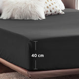 2000TC Hotel Quality Fitted Sheets - 2 Piece Fitted Sheets  -Breathable Bedding - Wrinkle, Fade, Stain Resistant- 16inch/40cm Deep Pocket Fitted Bed Sheets-Wrinkle and Fade Resistant,(Black,Super King) In Australia - Darrahopens