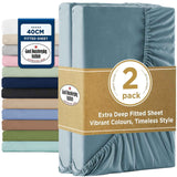 2000TC Hotel Quality Fitted Sheets - 2 Piece Fitted Sheets  -Breathable Bedding - Wrinkle, Fade, Stain Resistant- 16inch/40cm Deep Pocket Fitted Bed Sheets-Wrinkle and Fade Resistant,(Ocean,Super King) In Australia - Darrahopens