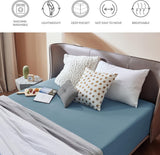 2000TC Hotel Quality Fitted Sheets - 2 Piece Fitted Sheets  -Breathable Bedding - Wrinkle, Fade, Stain Resistant- 16inch/40cm Deep Pocket Fitted Bed Sheets-Wrinkle and Fade Resistant,(Ocean,Super King)