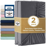 2000TC Hotel Quality Fitted Sheets - 2 Piece Fitted Sheets  -Breathable Bedding - Wrinkle, Fade, Stain Resistant- 16inch/40cm Deep Pocket Fitted Bed Sheets-Wrinkle and Fade Resistant,(Dark gray,Super King) In Australia - Darrahopens