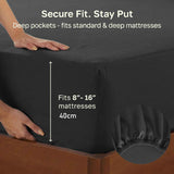 Hotel Quality Fitted sheets - 2 Piece Fitted sheets  -Breathable Bedding - Wrinkle, Fade, Stain Resistant- 26inch/40cm Deep Pocket Fitted Bed Sheet-Wrinkle and Fade Resistant,(Black,Double)