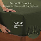 Hotel Quality Fitted sheets - 2 Piece Fitted sheets  -Breathable Bedding - Wrinkle, Fade, Stain Resistant- 26inch/40cm Deep Pocket Fitted Bed Sheet-Wrinkle and Fade Resistant,(Olive green,Double)