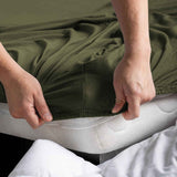 Hotel Quality Fitted sheets - 2 Piece Fitted sheets  -Breathable Bedding - Wrinkle, Fade, Stain Resistant- 26inch/40cm Deep Pocket Fitted Bed Sheet-Wrinkle and Fade Resistant,(Olive green,King)