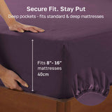 Hotel Quality Fitted sheets - 2 Piece Fitted sheets  -Breathable Bedding - Wrinkle, Fade, Stain Resistant- 26inch/40cm Deep Pocket Fitted Bed Sheet-Wrinkle and Fade Resistant,(Purple,King Single)