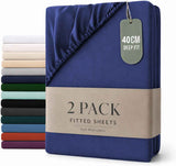 Hotel Quality Fitted sheets - 2 Piece Fitted sheets  -Breathable Bedding - Wrinkle, Fade, Stain Resistant- 26inch/40cm Deep Pocket Fitted Bed Sheet-Wrinkle and Fade Resistant,(Royal blue,Queen)