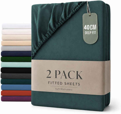 Hotel Quality Fitted sheets - 2 Piece Fitted sheets  -Breathable Bedding - Wrinkle, Fade, Stain Resistant- 26inch/40cm Deep Pocket Fitted Bed Sheet-Wrinkle and Fade Resistant,(Biscay blue,Queen)