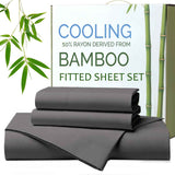 Hotel Breathable Bamboo Fitted Sheet & Pillowcase-3 Piece-Ultra Soft 2000TC Breathable Fitted Bed Sheets Set with 37 Centimetre Deep Pocket-Cooling Sheets for Hot Sleepers(Grey,Double) In Australia - Darrahopens
