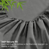 Hotel Breathable Bamboo Fitted Sheet & Pillowcase-3 Piece-Ultra Soft 2000TC Breathable Fitted Bed Sheets Set with 37 Centimetre Deep Pocket-Cooling Sheets for Hot Sleepers(Grey,Double)
