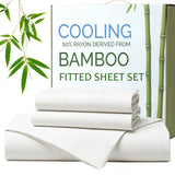 Hotel Breathable Bamboo Fitted Sheet & Pillowcase-3 Piece-Ultra Soft 2000TC Breathable Fitted Bed Sheets Set with 37 Centimetre Deep Pocket-Cooling Sheets for Hot Sleepers(White,Double) In Australia - Darrahopens