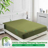 4 Piece Ultra Soft Bamboo Breathable Sheet Set -Hotel 2000TC Breathable Bed Sheets Set with 37 Centimetre Deep Pocket-Breathable Sheets for Hot Sleepers(Olive green,Double) In Australia - Darrahopens