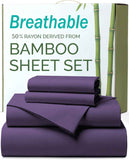 4 Piece Ultra Soft Bamboo Breathable Sheet Set -Hotel 2000TC Breathable Bed Sheets Set with 37 Centimetre Deep Pocket-Breathable Sheets for Hot Sleepers(Purple,Double) In Australia - Darrahopens