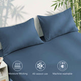 Hotel Breathable Bamboo Fitted Sheet & Pillowcase-3 Piece-Ultra Soft 2000TC Breathable Fitted Bed Sheets Set with 37 Centimetre Deep Pocket-Cooling Sheets for Hot Sleepers(Navy,King) In Australia - Darrahopens