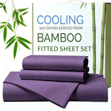 Hotel Breathable Bamboo Fitted Sheet & Pillowcase-3 Piece-Ultra Soft 2000TC Breathable Fitted Bed Sheets Set with 37 Centimetre Deep Pocket-Cooling Sheets for Hot Sleepers(Purple,King) In Australia - Darrahopens