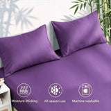 Hotel Breathable Bamboo Fitted Sheet & Pillowcase-3 Piece-Ultra Soft 2000TC Breathable Fitted Bed Sheets Set with 37 Centimetre Deep Pocket-Cooling Sheets for Hot Sleepers(Purple,King) In Australia - Darrahopens