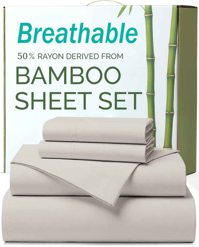 4 Piece Ultra Soft Bamboo Breathable Sheet Set -Hotel 2000TC Breathable Bed Sheets Set with 37 Centimetre Deep Pocket-Breathable Sheets for Hot Sleepers(Silver-gray,King) In Australia - Darrahopens
