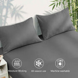 3 Piece Ultra Soft Bamboo Breathable Sheet Set -Hotel 2000TC Breathable Bed Sheets Set with 37 Centimetre Deep Pocket-Breathable Sheets for Hot Sleepers(Grey,King Single) In Australia - Darrahopens
