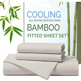 Hotel Breathable Bamboo Fitted Sheet & Pillowcase-3 Piece-Ultra Soft 2000TC Breathable Fitted Bed Sheets Set with 37 Centimetre Deep Pocket-Cooling Sheets for Hot Sleepers(Silver-gray,Queen)