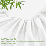 Hotel Breathable Bamboo Fitted Sheet & Pillowcase-3 Piece-Ultra Soft 2000TC Breathable Fitted Bed Sheets Set with 37 Centimetre Deep Pocket-Cooling Sheets for Hot Sleepers(White,Queen)