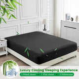 4 Piece Ultra Soft Bamboo Breathable Sheet Set -Hotel 2000TC Breathable Bed Sheets Set with 37 Centimetre Deep Pocket-Breathable Sheets for Hot Sleepers(Black,Queen) In Australia - Darrahopens