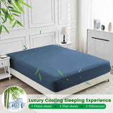 4 Piece Ultra Soft Bamboo Breathable Sheet Set -Hotel 2000TC Breathable Bed Sheets Set with 37 Centimetre Deep Pocket-Breathable Sheets for Hot Sleepers(Navy,Queen) In Australia - Darrahopens