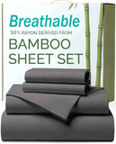 3 Piece Ultra Soft Bamboo Breathable Sheet Set -Hotel 2000TC Breathable Bed Sheets Set with 37 Centimetre Deep Pocket-Breathable Sheets for Hot Sleepers(Grey,Single) In Australia - Darrahopens
