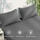 Hotel Breathable Bamboo Fitted Sheet & Pillowcase-3 Piece-Ultra Soft 2000TC Breathable Fitted Bed Sheets Set with 40 Centimetre Deep Pocket-Cooling Sheets for Hot Sleepers(Grey,Super King) In Australia - Darrahopens