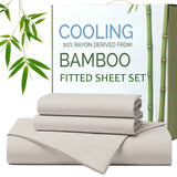 Hotel Breathable Bamboo Fitted Sheet & Pillowcase-3 Piece-Ultra Soft 2000TC Breathable Fitted Bed Sheets Set with 40 Centimetre Deep Pocket-Cooling Sheets for Hot Sleepers(Silver-gray,Super King) In Australia - Darrahopens