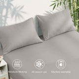 Hotel Breathable Bamboo Fitted Sheet & Pillowcase-3 Piece-Ultra Soft 2000TC Breathable Fitted Bed Sheets Set with 40 Centimetre Deep Pocket-Cooling Sheets for Hot Sleepers(Silver-gray,Super King) In Australia - Darrahopens