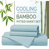 Hotel Breathable Bamboo Fitted Sheet & Pillowcase-3 Piece-Ultra Soft 2000TC Breathable Fitted Bed Sheets Set with 40 Centimetre Deep Pocket-Cooling Sheets for Hot Sleepers(Sky Blue,Super King) In Australia - Darrahopens