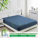 4 Piece Ultra Soft Bamboo Breathable Sheet Set -Hotel 2000TC Breathable Bed Sheets Set with 40 Centimetre Deep Pocket-Breathable Sheets for Hot Sleepers(Navy,Super King)