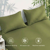 4 Piece Ultra Soft Bamboo Breathable Sheet Set -Hotel 2000TC Breathable Bed Sheets Set with 40 Centimetre Deep Pocket-Breathable Sheets for Hot Sleepers(Olive green,Super King) In Australia - Darrahopens