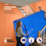 Waterproof Mattress Bag Mattresses Protector Plastic Moving Storage Dust Cover Carry Bed Zipper Packing Reusable Disposal, Extra Thick Heavy Duty, with 8 Handles（King)