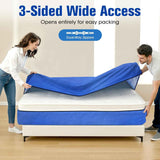 Waterproof Mattress Bag Mattresses Protector Plastic Moving Storage Dust Cover Carry Bed Zipper Packing Reusable Disposal, Extra Thick Heavy Duty, with 8 Handles(Single)