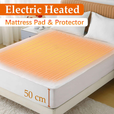 Heated Mattress Pad - Bedding Electric Blanket with 9 Heat Setting & 9-Hour Auto Off, Heated Mattress Pad-Machine Washable Fully Fitted Heating Pad with Overheat Protection , 800GSM Non Woven Fabric-fitted sheet cover(King Single)