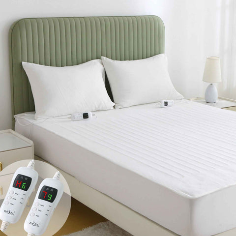 Electric Heated Mattress Pad Blanket with Dual Control & 9-Hour Auto Off & 9 Heat Settings, Preheat Functions, Overheat Protection, Machine Washable Fully Fitted Electric Sheet(Queen)