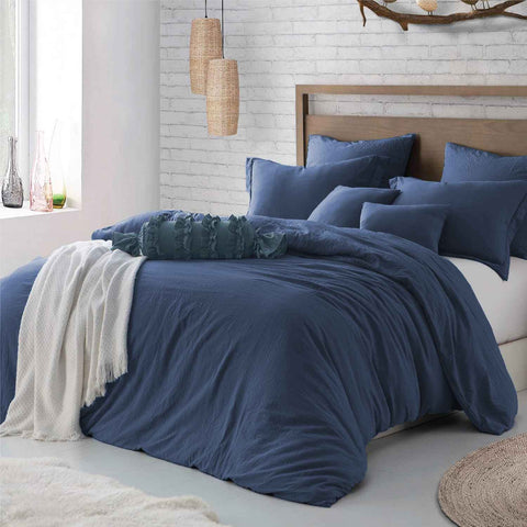Hotel Soft Microfiber Duvet Cover Set-2000TC Quilt Cover Set & Pillowcases -1 Donna Cover Zipper Closure & 1 x Pillowcases-Breathable Bedding - Wrinkle, Fade, Stain Resistant(Navy,Double) In Australia - Darrahopens