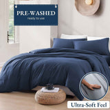 Hotel Soft Microfiber Duvet Cover Set-2000TC Quilt Cover Set & Pillowcases -1 Donna Cover Zipper Closure & 1 x Pillowcases-Breathable Bedding - Wrinkle, Fade, Stain Resistant(Navy,Double) In Australia - Darrahopens