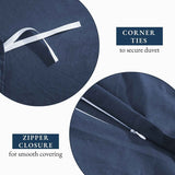 Hotel Soft Microfiber Duvet Cover Set-2000TC Quilt Cover Set & Pillowcases -1 Donna Cover Zipper Closure & 1 x Pillowcases-Breathable Bedding - Wrinkle, Fade, Stain Resistant(Navy,Double) In Australia - Darrahopens