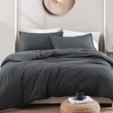 Hotel Soft Microfiber Duvet Cover Set-2000TC Quilt Cover Set & Pillowcases -1 Donna Cover Zipper Closure & 1 x Pillowcases-Breathable Bedding - Wrinkle, Fade, Stain Resistant(Dark gray,Double) In Australia - Darrahopens