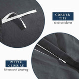 Hotel Soft Microfiber Duvet Cover Set-2000TC Quilt Cover Set & Pillowcases -1 Donna Cover Zipper Closure & 1 x Pillowcases-Breathable Bedding - Wrinkle, Fade, Stain Resistant(Dark gray,Double) In Australia - Darrahopens