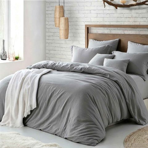 Hotel Soft Microfiber Duvet Cover Set-2000TC Quilt Cover Set & Pillowcases -1 Donna Cover Zipper Closure & 1 x Pillowcases-Breathable Bedding - Wrinkle, Fade, Stain Resistant(Grey,King Single) In Australia - Darrahopens