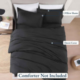 Hotel Soft Microfiber Duvet Cover Set-2000TC Quilt Cover Set & Pillowcases -1 Donna Cover Zipper Closure & 1 x Pillowcases-Breathable Bedding - Wrinkle, Fade, Stain Resistant(Black,Single)