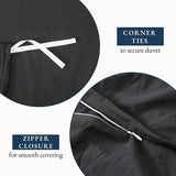 Hotel Soft Microfiber Duvet Cover Set-2000TC Quilt Cover Set & Pillowcases -1 Donna Cover Zipper Closure & 1 x Pillowcases-Breathable Bedding - Wrinkle, Fade, Stain Resistant(Black,Single)