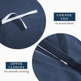 Hotel Soft Microfiber Duvet Cover Set-2000TC Quilt Cover Set & Pillowcases -1 Donna Cover Zipper Closure & 1 x Pillowcases-Breathable Bedding - Wrinkle, Fade, Stain Resistant(Navy,Single) In Australia - Darrahopens